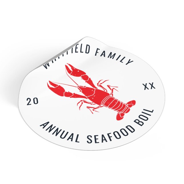 Personalisierte Sommerlobster Runder Aufkleber (Personalized Family Summer Lobster Boil Classic Round Sticker)