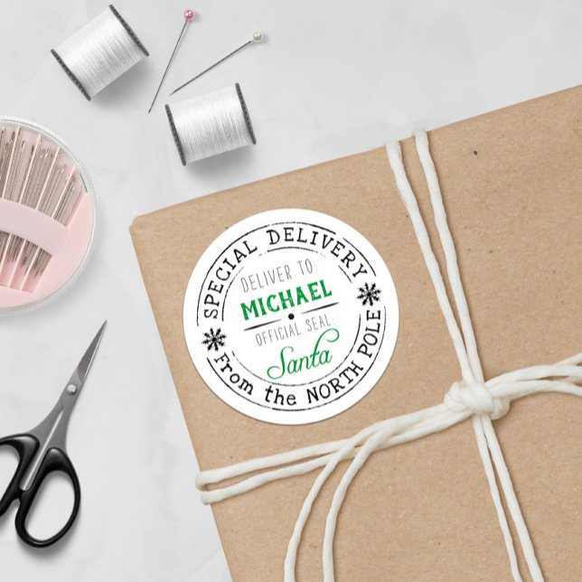 Personalisierte Sonderlieferung Nordpol Santa Runder Aufkleber (Official Seal of Santa Gift Stickers! )
