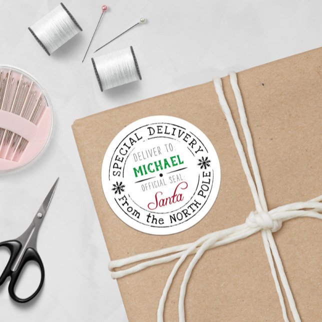Personalisierte Sonderlieferung Nordpol Santa Runder Aufkleber (Von Creator hochgeladen)