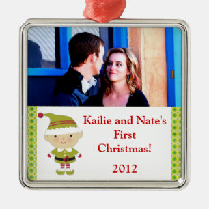 Personalisierte Sonderschmuck Winterelf in Grün Silbernes Ornament