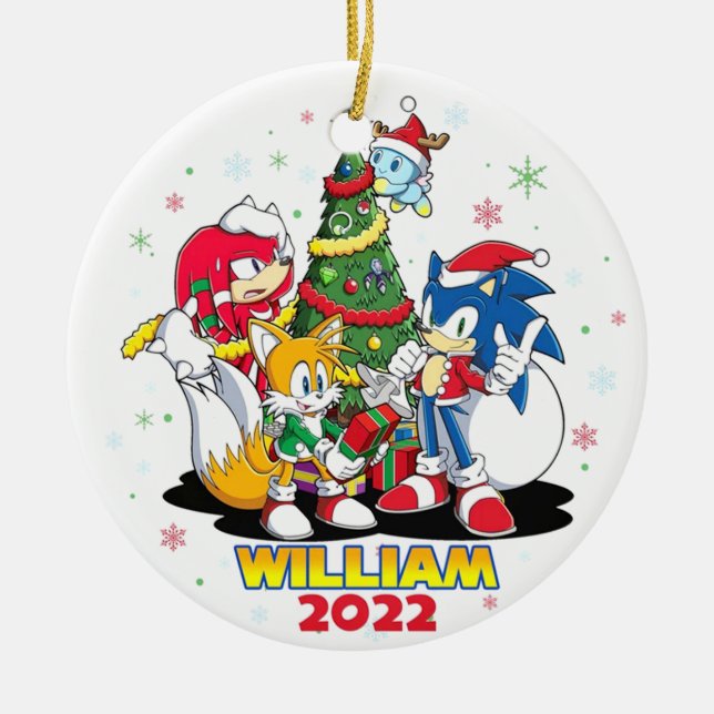 Personalisierte Sonic Ornament, Weihnachten 2022 Keramik Ornament (Vorne)