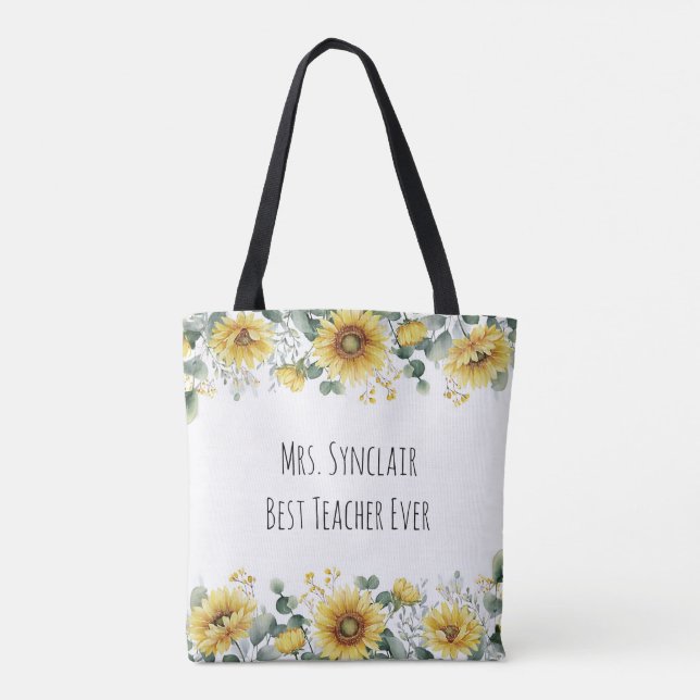 Personalisierte Sonnenblume Bester Lehrer überhaup (Rückseite)