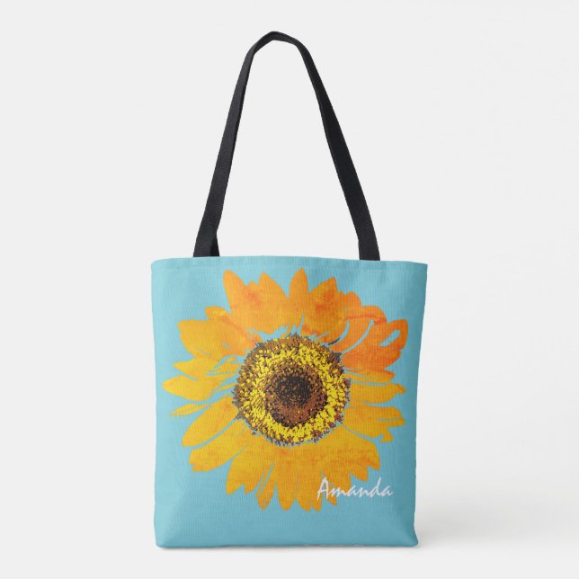 Personalisierte Sonnenblume-Druck-Tasche (Rückseite)