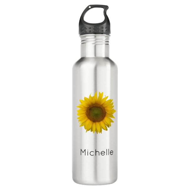 Personalisierte Sonnenblume Edelstahlflasche (Vorderseite)