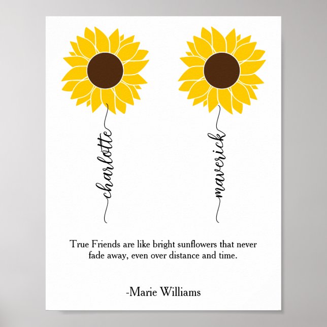 Personalisierte Sonnenblume Freundschaft Bestes Fr Poster (Vorne)