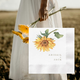 Personalisierte Sonnenblume Gold-Text-Hochzeit gep Serviette