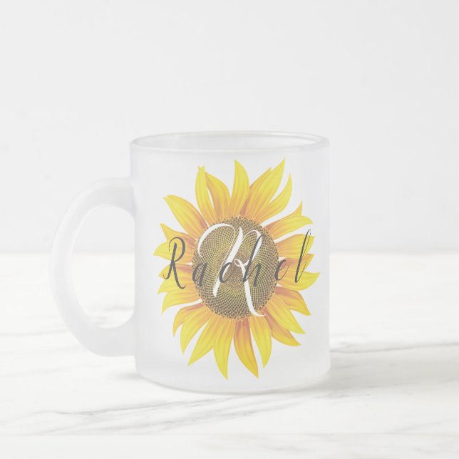 Personalisierte Sonnenblume Mattglastasse (Links)