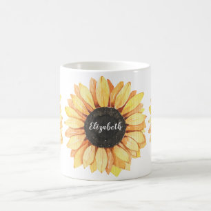 Personalisierte Sonnenblume Mit Monogramm Kaffeetasse