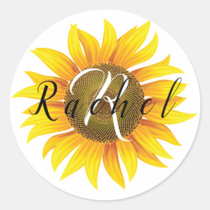 Personalisierte Sonnenblume Runder Aufkleber