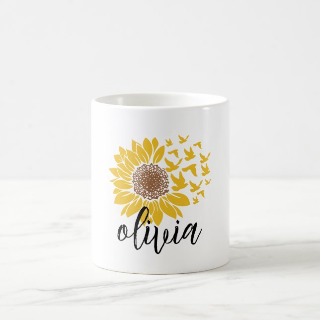 Personalisierte Sonnenblume, Sonnenblumengeschenk Kaffeetasse (Mittel)