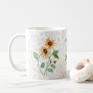 Personalisierte Sonnenblumen auf Ahorn-Blätter Kaffeetasse
