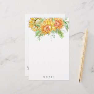 Personalisierte Sonnenblumen Boho Blumengeschirr Briefpapier