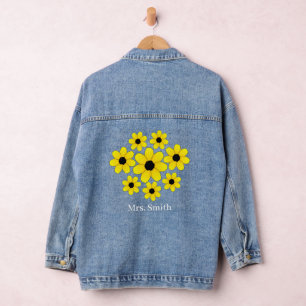 Personalisierte Sonnenblumen-Braut-Hochzeits-Denim Jeansjacke