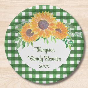 Personalisierte Sonnenblumen-Familientreffen Pappteller