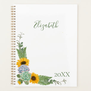 Personalisierte Sonnenblumen Florale Grünpflanzen Planer