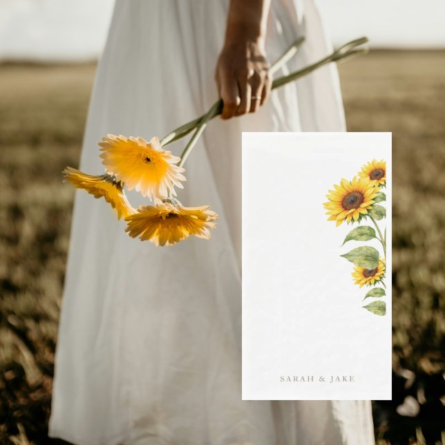 Personalisierte Sonnenblumen-Hochzeitspaarnamen Serviette (Von Creator hochgeladen)
