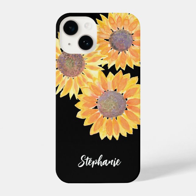 Personalisierte Sonnenblumen iPhone Hülle (Rückseite)