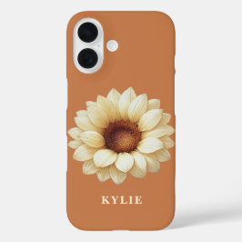 Personalisierte Sonnenblumen-Name-Terrakotta-Handy iPhone 16 Hülle