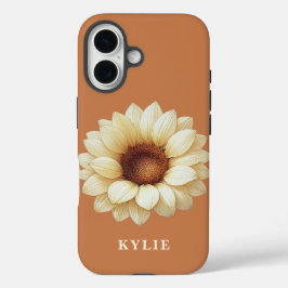 Personalisierte Sonnenblumen-Name Terrakotta-Handy iPhone 16 Hülle