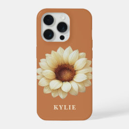 Personalisierte Sonnenblumen-Name Terrakotta-Handy iPhone 15 Pro Hülle
