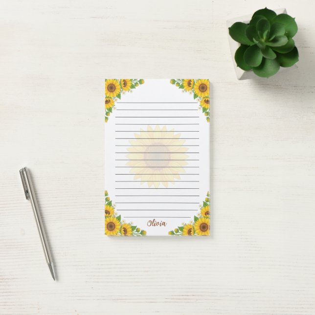 Personalisierte Sonnenblumen Notizen mit Blumenmus (Büro)