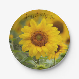 Personalisierte Sonnenblumen-Papier-Party-Teller Pappteller