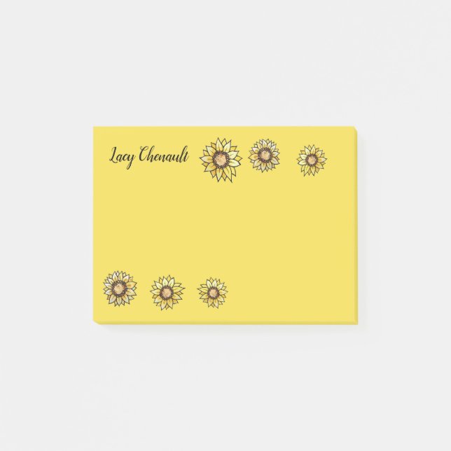 Personalisierte Sonnenblumen Post-it Klebezettel (Vorderseite)