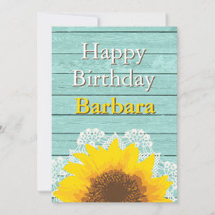 Personalisierte Sonnenblumen, Spitzen und Holz Einladung