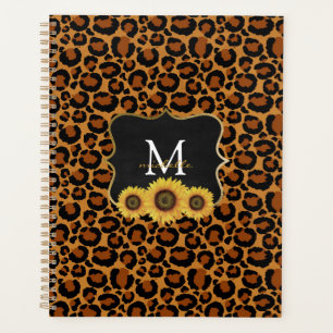 Personalisierte Sonnenblumen und Leopard Planer