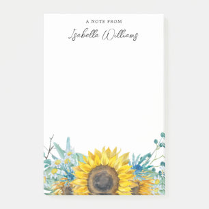 Personalisierte Sonnenblumen und Nebelblumen Rusti Post-it Klebezettel