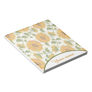 Personalisierte Sonnenblumen und Text Notizblock