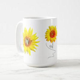 Personalisierte Sonnenblumencoffee-Tasse (Name & I Kaffeetasse