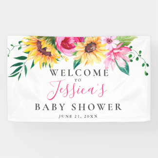 Personalisierte Sonnenblumendusche Begrüßung Banner