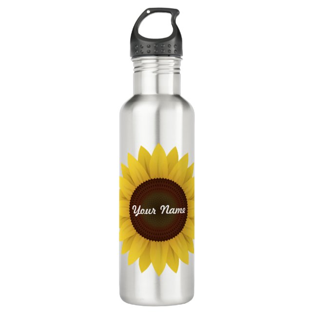 Personalisierte Sonnenblumenflasche Edelstahlflasche (Vorderseite)