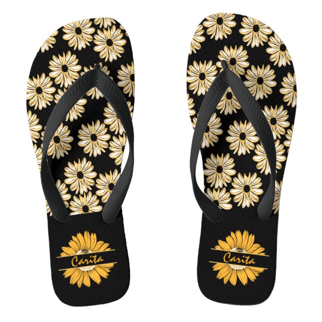 Personalisierte Sonnenblumenflecken Flip Flops (Fußbett)