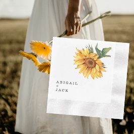Personalisierte Sonnenblumenhochzeit geprägt Serviette