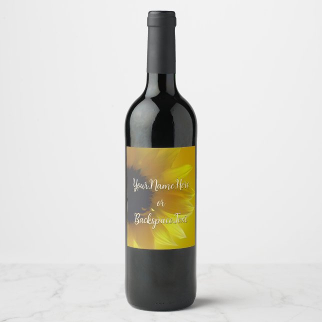 Personalisierte Sonnenblumenmarken Weinetikett (Vorderseite)