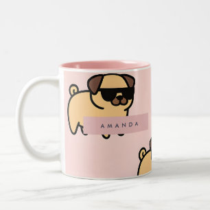Personalisierte Sonnenbrille Mops Muster Zweifarbige Tasse