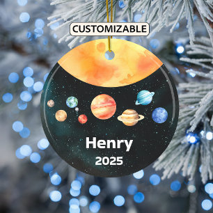 Personalisierte Sonnenschutzanlage, Raum, Planeten Keramik Ornament