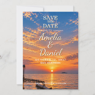 Personalisierte Sonnenuntergangs-Hochzeit Save-the Save The Date