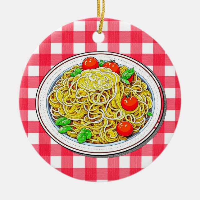 Personalisierte Spaghetti Weihnachten Keramik Ornament (Vorne)