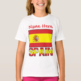 Personalisierte Spanien-Flagge Heritage Mädchen- T-Shirt