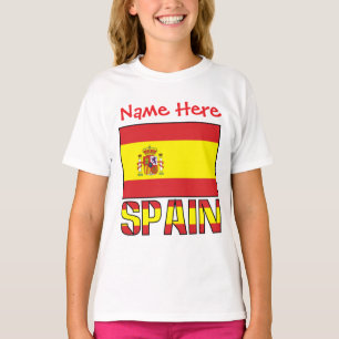Personalisierte Spanien-Flagge Heritage Mädchen- T-Shirt