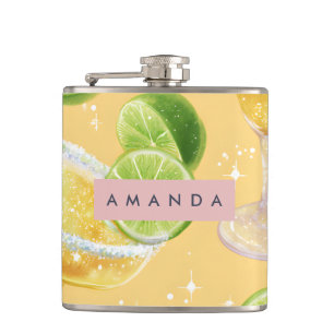 Personalisierte Sparkle Margarita & Limette Flachmann