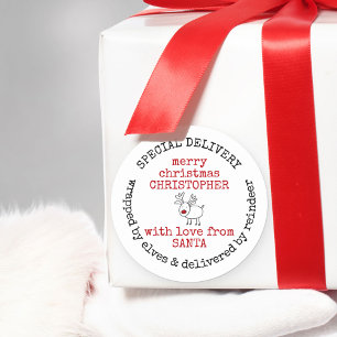 Personalisierte Speziallieferung von Santa Runder Aufkleber