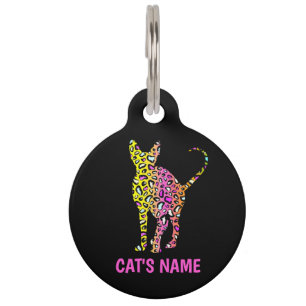 Personalisierte Sphynx-Katzen-Silhouette Leoparden Haustiermarke