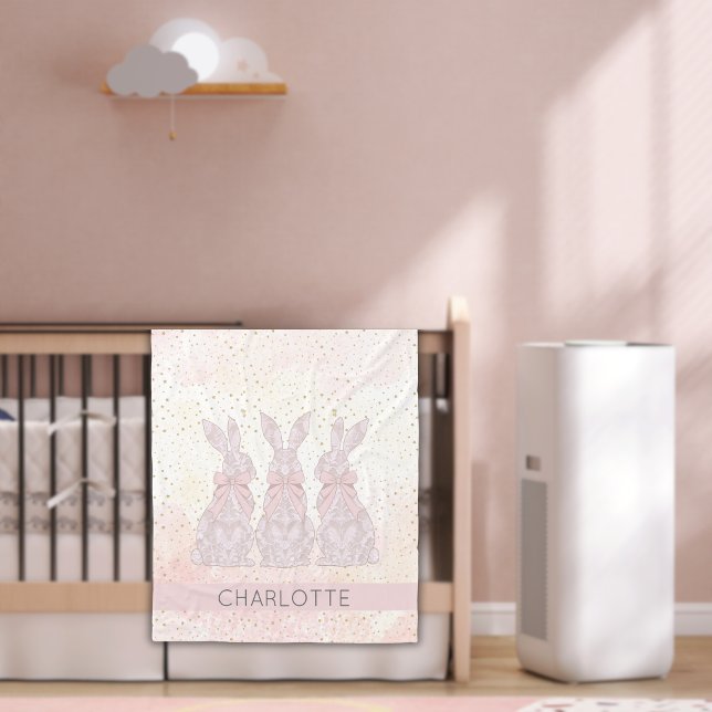 Personalisierte Spitzen Bunny Osterblanket Fleecedecke (Personalized Lace Bunny Easter Blanket)