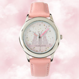 Personalisierte Spitzen-Bunny-Osterkids-Uhr Armbanduhr
