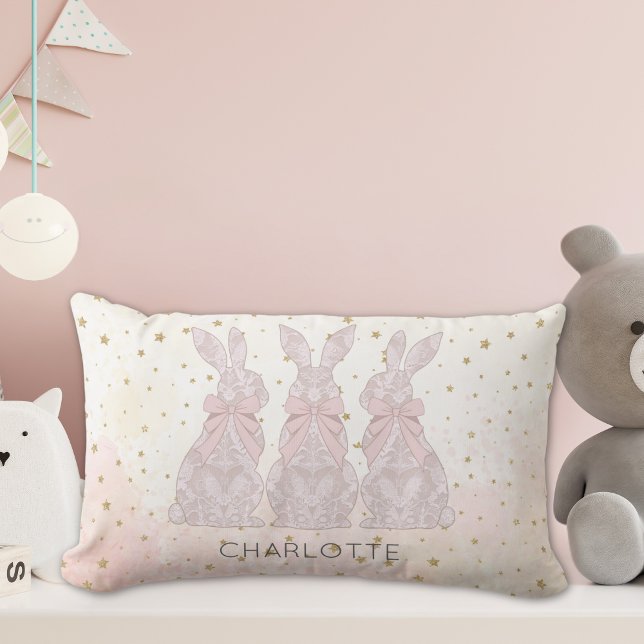 Personalisierte Spitzen Bunny Osterkissen Lendenkissen (Personalized Lace Bunny Easter Pillow)