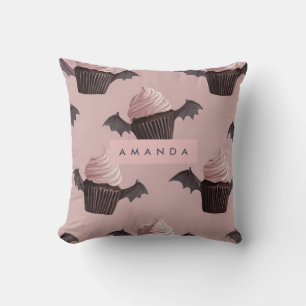 Personalisierte Spooky Niedlich Bat Cupcake Muster Kissen